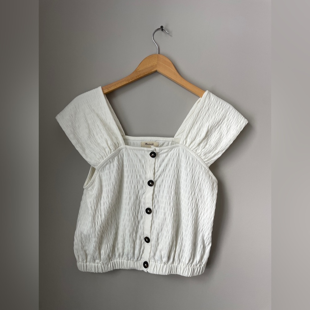 Madewell crinkle button up top, size small